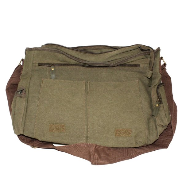 Sovrano Olive Valore Canvas Messenger Bag HazMat Advertising Embroidery Travel - Picture 4 of 10